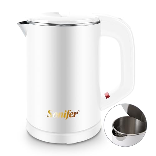 Sonifer 0,6l Edelstahl Camping Reisewasserkocher Kabellos Wasserkocher Doppelwand-Design Teekessel Teekocher 800W Leise Heizung Energiesparend Sonifer 0,6l Edelstahl Camping Reisewasserkocher Kabellos Wasserkocher Doppelwand-Design Teekessel Teekocher 800W Leise Heizung Energiesparend