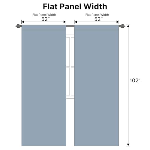 Image of H.VERSAILTEX Blue Back Tab Blackout Curtains 102 Inch Long for Living Room, Rod Pocket Room Darkening Thermal Insulated Black Out Curtains, 52 x 102 Inch, Stone Blue, 2 Panels