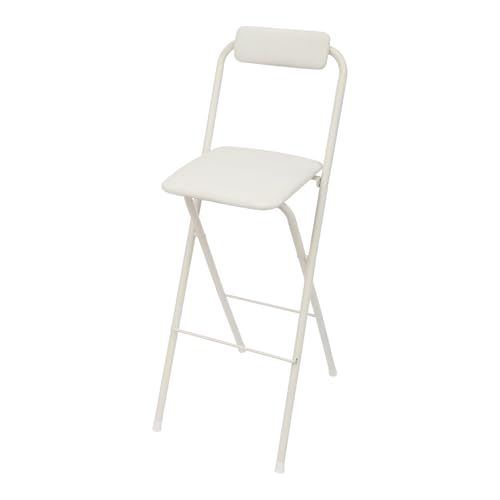 Butaco plegable con respaldo, silla alta plegable de barra para cocina, isla, cafetería o comedor (blanco, 1 unidad)