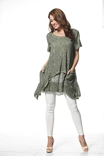 Image of SIMPLY COUTURE Women's Plus Size Summer Casual Short Sleeve Tops Floral Lace Scoop Neck Top