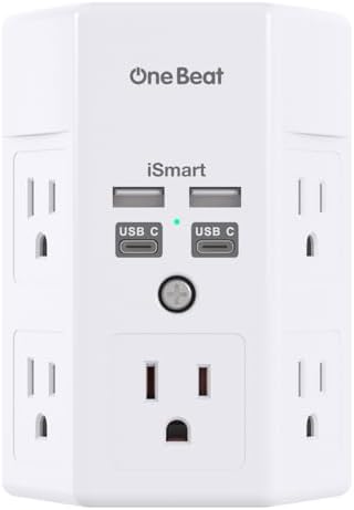 One Beat Surge Protector Wall Outlet Extender,3-Sided Outlet Splitter 1680J