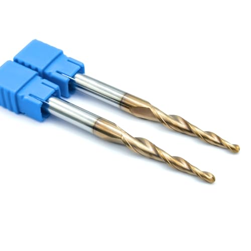 Image of 2pcs Tapered Angle Ball Nose Tip Radius=1.5mm X 1 /4 inch Shank CNC Carving 3.02 Deg 2 Flutes Tungsten Solid Carbide HRC55 with TiAIN Coated