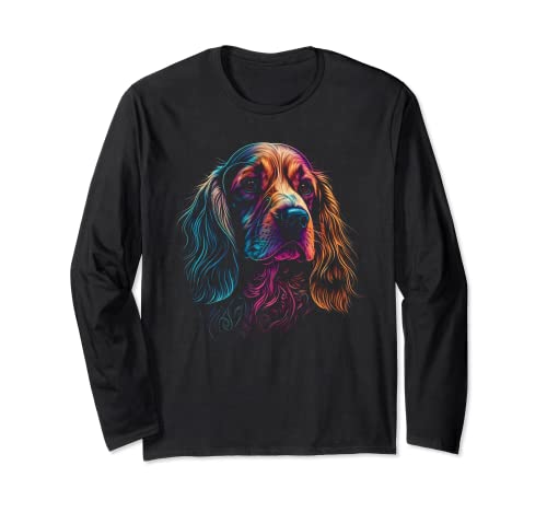 Funny English Cocker Lover Colorful Dog Mom Dad Men Women Maglia a Manica