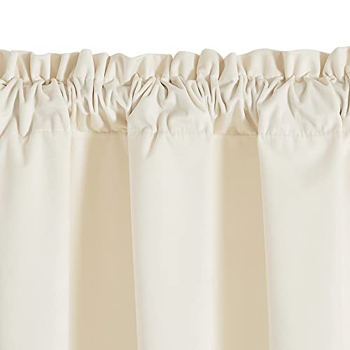Nicetown Decoration Velvet Curtain Valance - Premium Thick Soft Short Rod Pocket Window Curtain Tiers For Living Room/Bar, Ivory, 36 X 63 Inch Per Panel, 2 Panels #TOP3