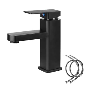 Kraan Badkamer Zwart, Warm en Koud Water Kraan Wastafelkraan Zwart, Kraan Mengkraan Wastafelmengkraan Eengreepsmengkraan Badkraan Wastafel Kraan Badkuip Badkamer Wastafel