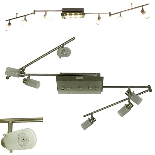 Dapo Gelenksyste-Spotschiene KARL Glas-Decken-Strahler-Spot 9-flammig G9 nickel mit Glas Zierplatte