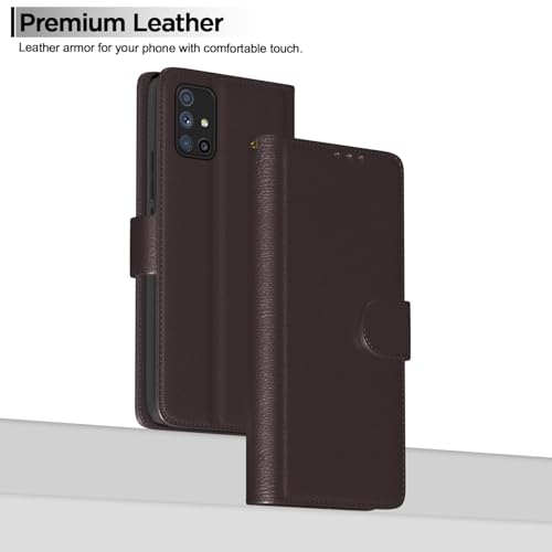 Image of Pikkme Samsung Galaxy A71 Flip Case Leather Finish | Inside TPU with Card Pockets | Wallet Stand and Shock Proof | Magnetic Closing | Complete Protection Flip Cover for Samsung Galaxy A71 (Coffee)