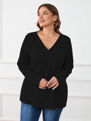 Image of BELAROI Womens Plus Size Sweaters V Neck Fall Tunic Top Pullover Shirts
