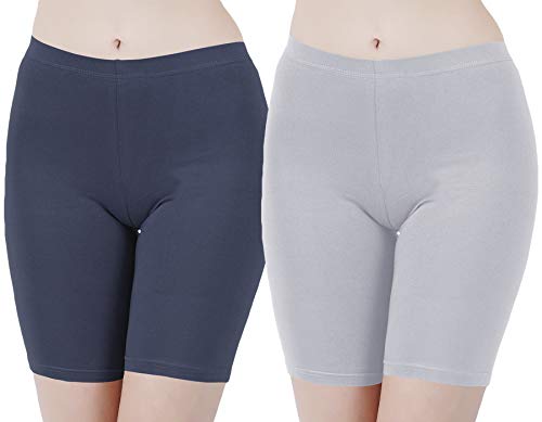 Image of Buy That Trendz Cotton Lycra Tight Fit Stretchable Cycling Shorts Womens | Shorties for Active wear /Exercise /Workout /Yoga /Gym /Cycle /Running Red Grey Combo Pack of 2