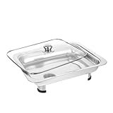 Ciieeo ステンレススチール製ビュッフェトレイ 長方形 フードプレート カバー付き ビュッフェパン 広い用途に対応 お手入れ簡単 耐久性