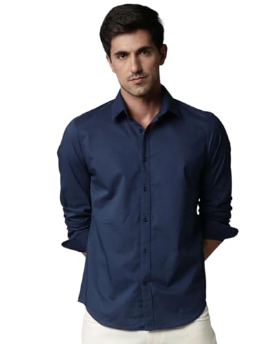 Image of Men's Cotton Blend Solid Shirt - Stylish Button Down Shirt for Casual