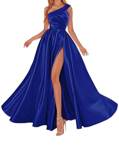 Robe de demoiselle d'honneur asymétrique satin anti-pli pour fente formelle