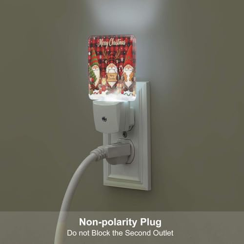 Image of Christmas Gnomes Snowman Deers LED Plug-in Night Lamp 2 Piece Set, Nightlights Set of 2 for Bedroom Bathroom