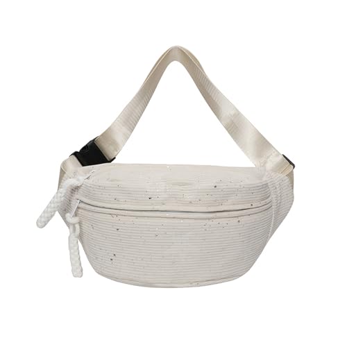 Bauchtasche Cord Damen Umhängetasche Cord Modische Glänzende Cords Hüfttasche Freizeit Sport Hüfttaschen Tinte Weiß Crossbody Bag Gürteltasche mit Schultergurt Einstellbar für Damen, Herren