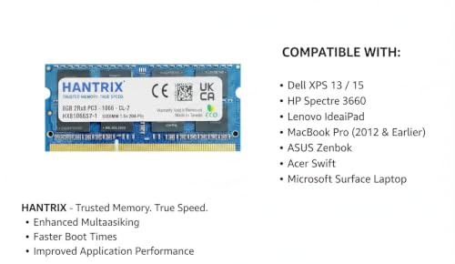 Image of 8GB DDR3 1066MHz Laptop RAM | PC3-8500S 1.5V 2Rx8 SO-DIMM | Memory for DDR3 Laptops | Warranty-3 Years