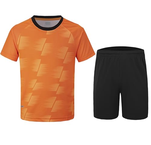 Image of DANI CHINS Boys Loose Active Short-Sleeve Shirts Sports Jerseys and Athletic Mesh Shorts Set