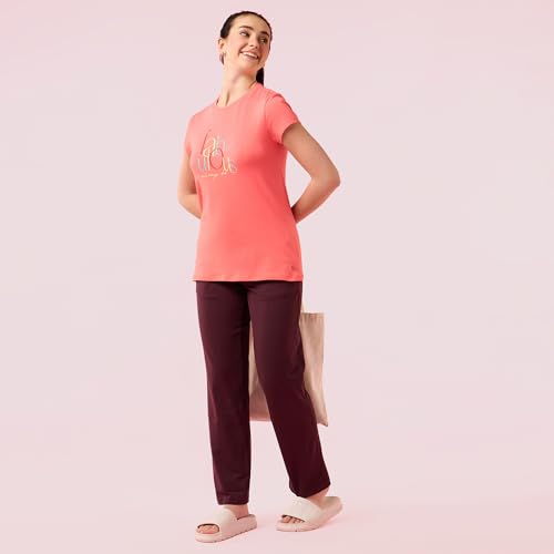 Image of Enamor Short Sleeve Crew Neck Regular Length Basic Crew T-Shirt - Slim Fit, Soft and Breathable Stretch Cotton - E147