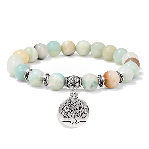 GolbalJew Healing Bracelet For Women Anxiety Amazonite Beaded Bracelets Jewelry Healing Stone Tree...
