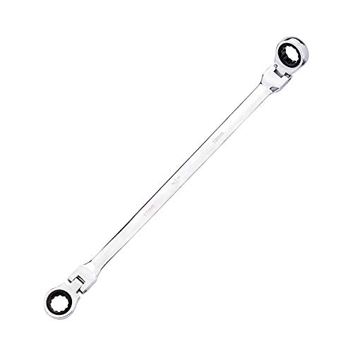 Image of BULLTOOLS Flex-Head Extra Long Ratcheting Wrenches Double Box End Chrome Vanadium Steel 72-Tooth Wrench with Metric 17 mm x 19 mm