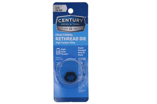 Image of Century Drill & Tool 92928 Fractional Right Hand Rethreading Die, 3 /8-24 NF | 9 /16 inch across flats, external thread cutting, thread restoration