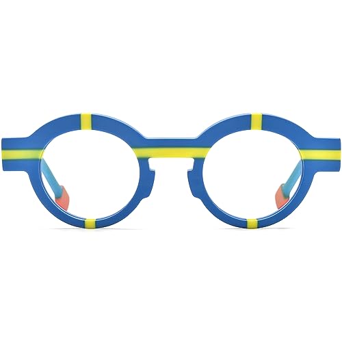 Image of HEPIDEM Multicolor Acetate Glasses Frame Women,Oversize Round Optical Eyeglasses