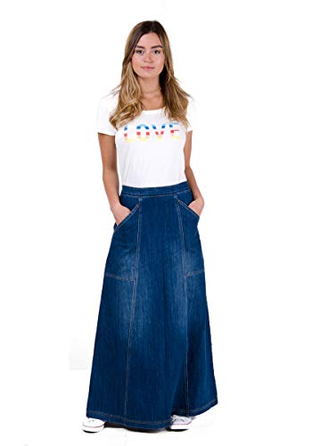 wash clothing company Long Denim Skirt with Pockets Stonewashed (18)