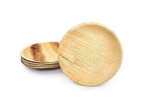 BOX And Tree| 25x Assiettes Jetable en Feuille de Palmier ø15cml Vaisselle Jetable Écologique Biodégradable Compostables 100% l Matière Bois, Bambou