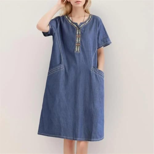 Robe denim ample col en V idéale pour vos sorties d'été décontractées