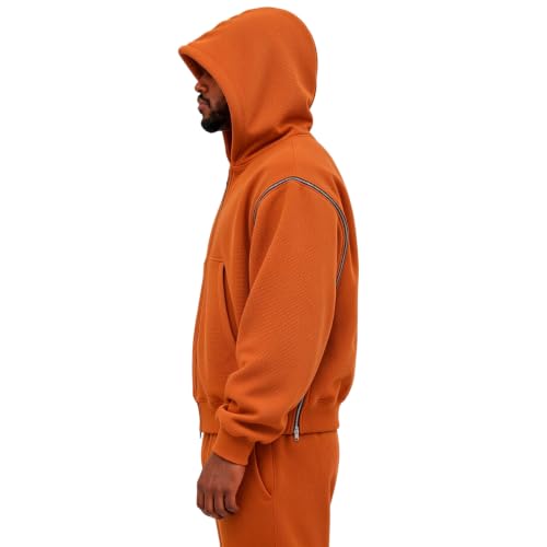 Mens Waffle Zip Up Hoodie Interchangeable Zipups Oversized Y2k Sweatshirt - image 4