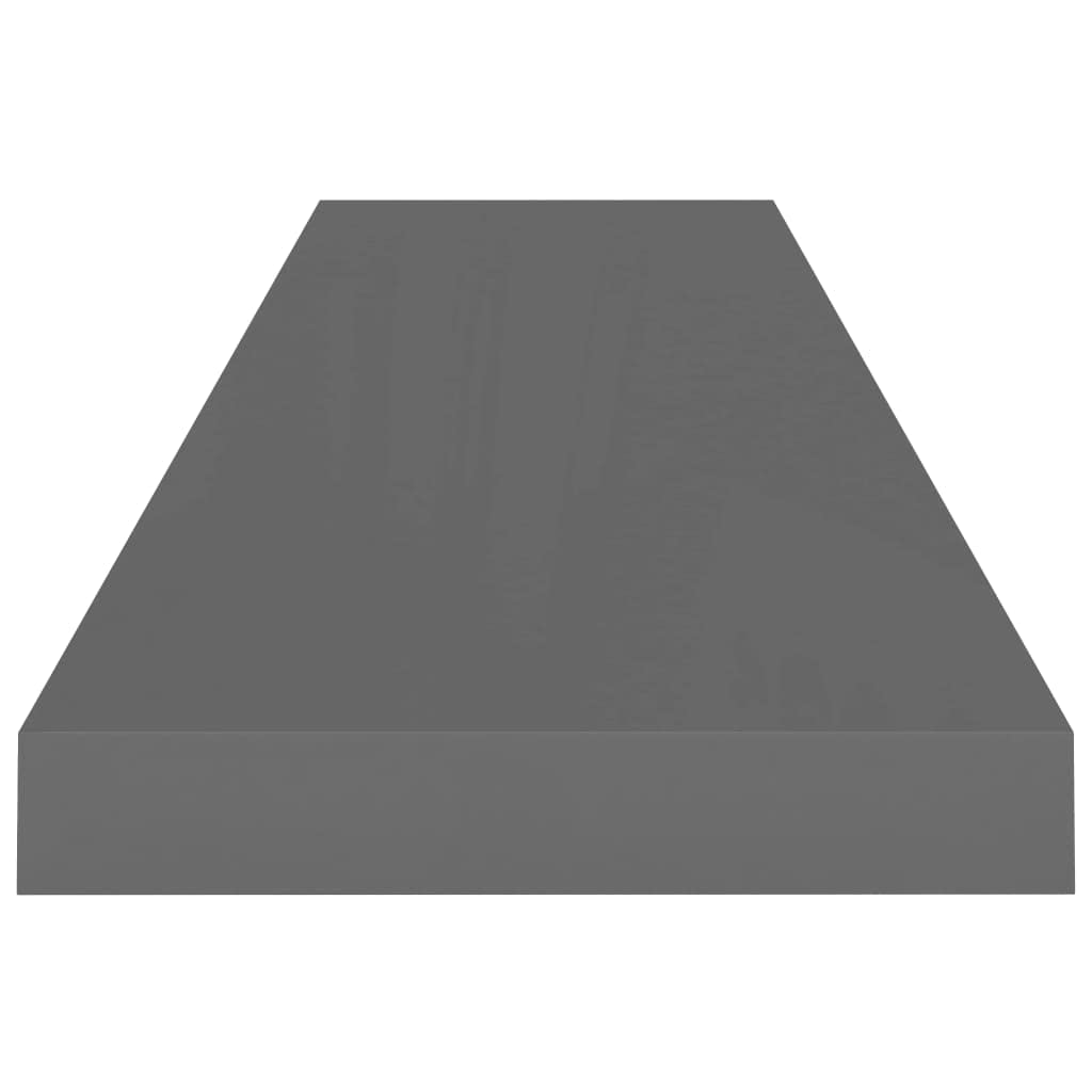 Zestaw 2 półek wiszących, wysoki połysk, szary, 90 x 23,5 x 3,8 cm, płyta MDF o strukturze plastra miodu z metalową ramą, niewidoczne mocowanie do montażu na ścianie, stylowy dodatek do domu