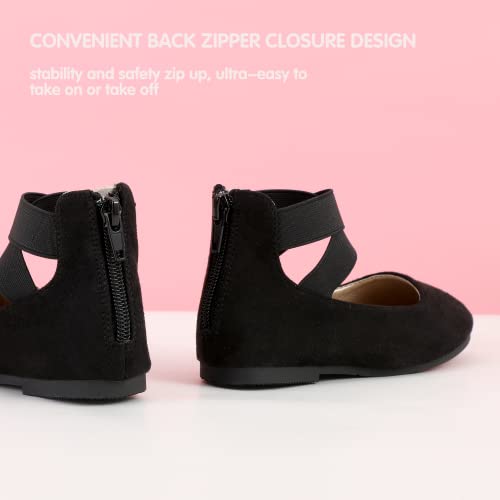 Hehainom Girls Dress Shoes Toddler Little Kids Gracy Ballet Mary Jane Ballerina Flats with Elastic Ankle Strap3