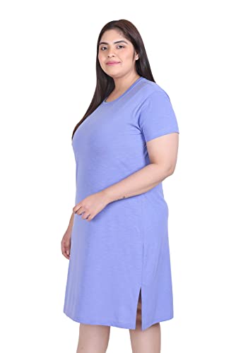 Image of RYSH Women's Solid Cotton Plus Size Nighty Chemise | Easy cotton chemise for nightwear and lounge comfort