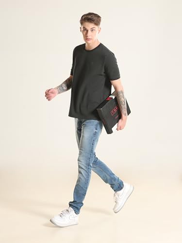 Image of TURMS Men's Ice Cool Tech Round Neck T-Shirt, Odor Control, Stretchable & Breathable, Cotton Rich Fabric, Half Sleeve