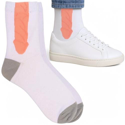 MIJOMA Fun-Socken mit Penis-Motiv Lustige Herrensocken aus Baumwolle Scherzartikel Socken für Männer (DE/NL/SE/PL Numerisch 42 46 Regular Regular Weiß)