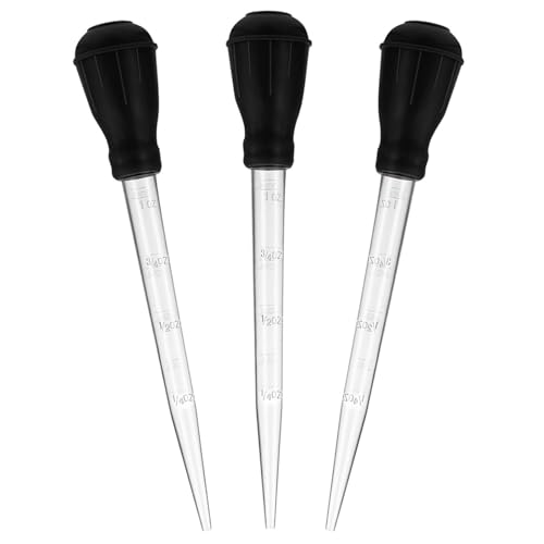 3 PCS Turkey Baster Set Large Capacity Cooking Basters with Silicone Bulbs & Cleaning Brushes Heat Resistant Food Grade Tools for Roasting Turkey BBQ Juices Marinades