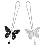 DECHOUS 2個 蝶のペンダント 車の装飾 バックミラー 女性用カーアクセサリー 蝶の 車のミラー吊り下げ用の蝶 蝶飾り 蝶の吊り下げアクセサリー 車のミラー用の蝶 ラインストーン