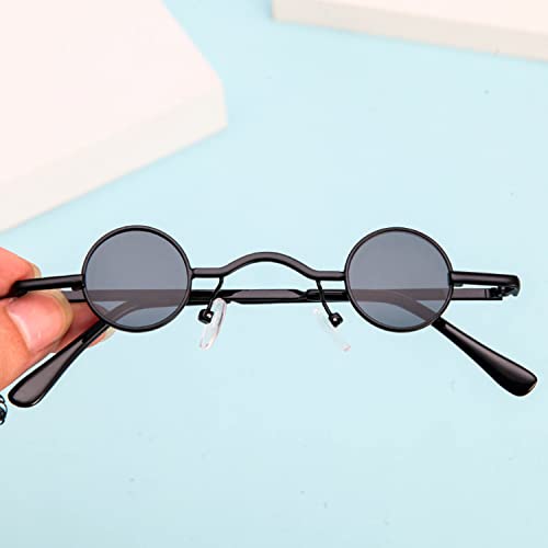 Dzrige Round Polarized Hippie Sunglasses Classic Retro Small Round Sunglasses Cute Funny Small Circle Glasses for Women Men (Black Frame)2