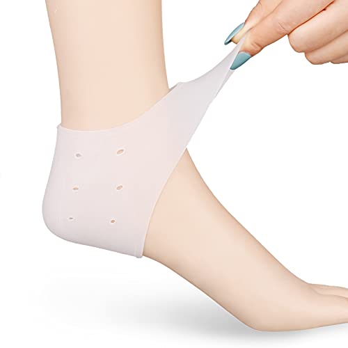FRIUSATE 4 Stück Silikon Fersenpolster Fersenschutz Gel Ferse Gel Pads Gel Fersenschutz für Fersenschmerzen,Trockene Rissige Ferse (Weiß)
