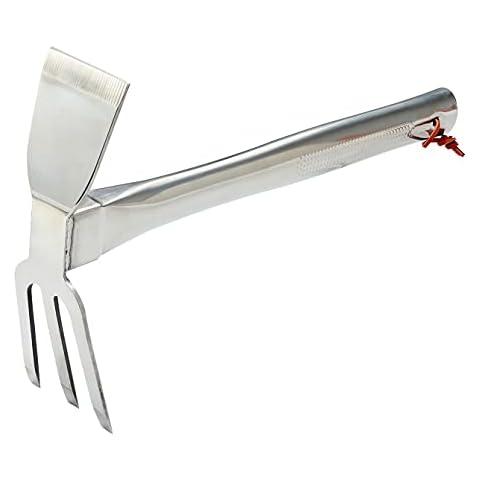 Garden hoe, stainless steel garden rake, can be used for outdoor garden tools loosening soil excavation weeding planting (14.25" x 23, Chrome) Cover