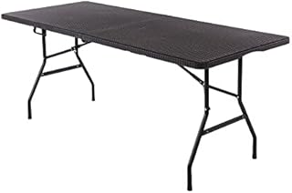 Oypla 6ft Folding Rattan Trestle Table Heavy Duty Catering Garden Party 1.8m