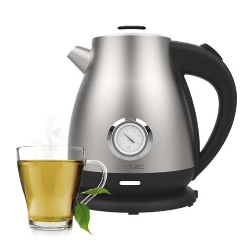 Cecotec Hervidor de Agua 1,7L Thermosense 620 Retro Steel. 2200 W de Potencia, Filtro Antical, Base...