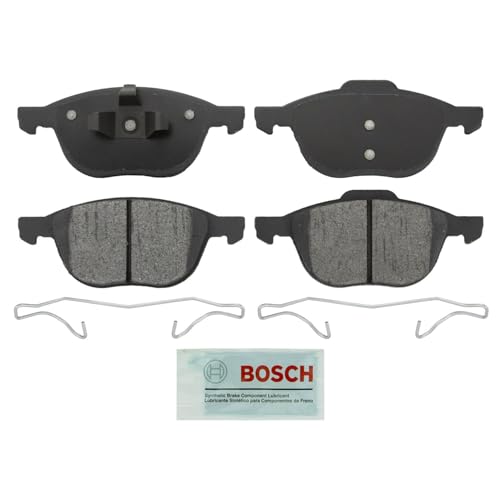 Image of BOSCH BE1044H Blue Ceramic Disc Brake Pad Set with Hardware - Front | Compatible with Select Ford C-Max, EcoSport, Escape, Fiesta, Focus; Mazda 3, 5; Volvo C30, C70, S40, V40 Cross Country, V50