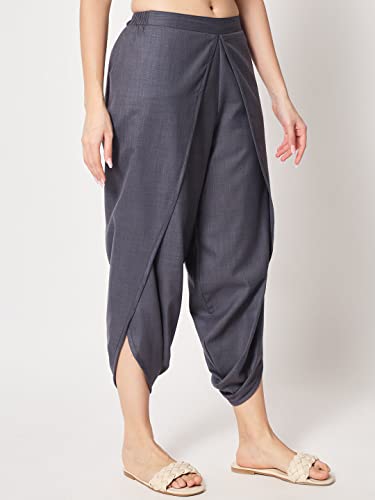 Image of 9rasa Women's Cotton Solid Harem Dhoti Pants for Casual FusionWear Workwear