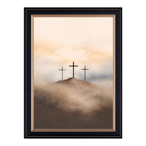 Framed Three Crosses Easter Poster Canvas Print Art for Living