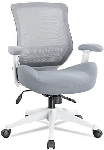 BOLISS Office Chair Ergonomic Desk Chair Mesh Computer Chair Height Adjusting Arm Waist Support Function-Grey