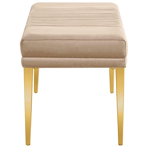 Auz Luxury Modern Upholstered Bench, Lovely Color Velvet Dining Room Channel Ottoman With Gold Stainless Steel Legs #TOP4