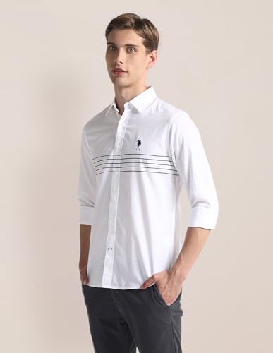 Image of U.S. Polo ASSN. Striped Regular Fit Cotton Shirts for Men - Full Sleeve Mens Casual Shirts
