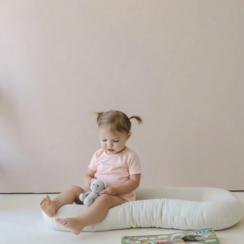 Image of Infant Support Cushion - Baby Support Cushion for Newborn, 0-24 Months, Portable Tummy Time Mat for Home and Travel, Soft Cotton, Supervised Use, Baby Essentials Gift,White(1 Cushion + 1 Cover)