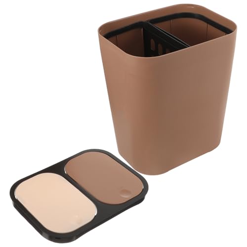 Caneca de basura doble con tapa y compartimentos de plástico