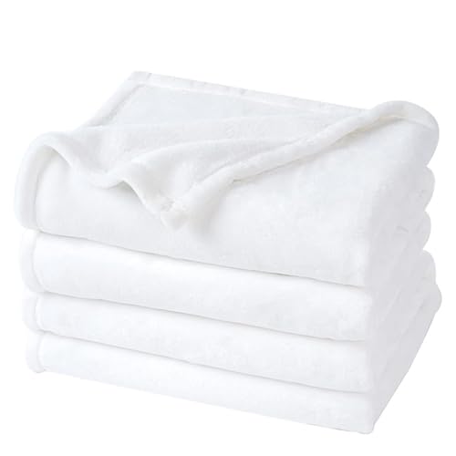 Highdi Couverture Polaire Plaid, Douillette et Douce, 70x100cm, Blanc